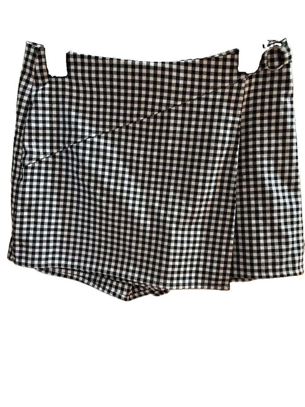 SO Junior Girls White/ Black Plaid Pleated Mini Skort Size 9